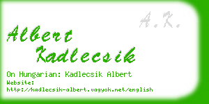 albert kadlecsik business card